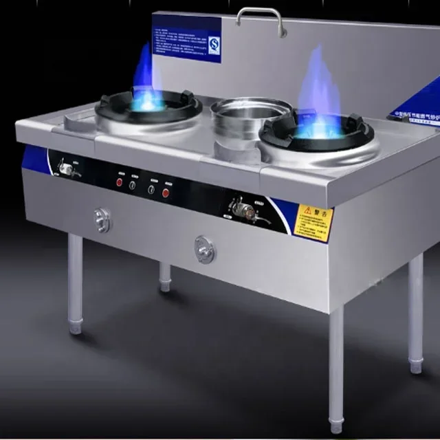 Фото AQburner Промышленная газовая плита с двумя воками, ресторанное оборудование, китайская горелка для вока, подставка, горелка, газовая плита №2