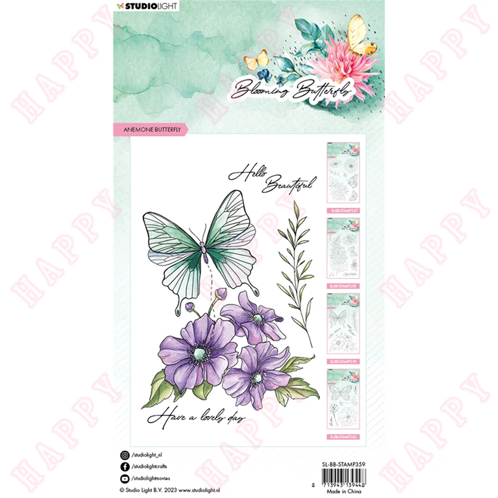 

New Arrival Clear Stamps Anemone Butterfly Decoration For DIY Scrapbooking Diary Album Paper Template Card Embossing Handcraft