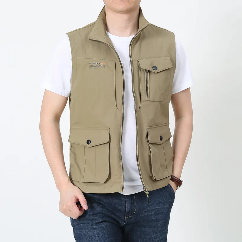 

Spring Autumn Men's Outdoor Pockets Vest Jackets Fast-dry Military Hiking Fishing Cycling Tactical Work Sleeveless Waistcoat
