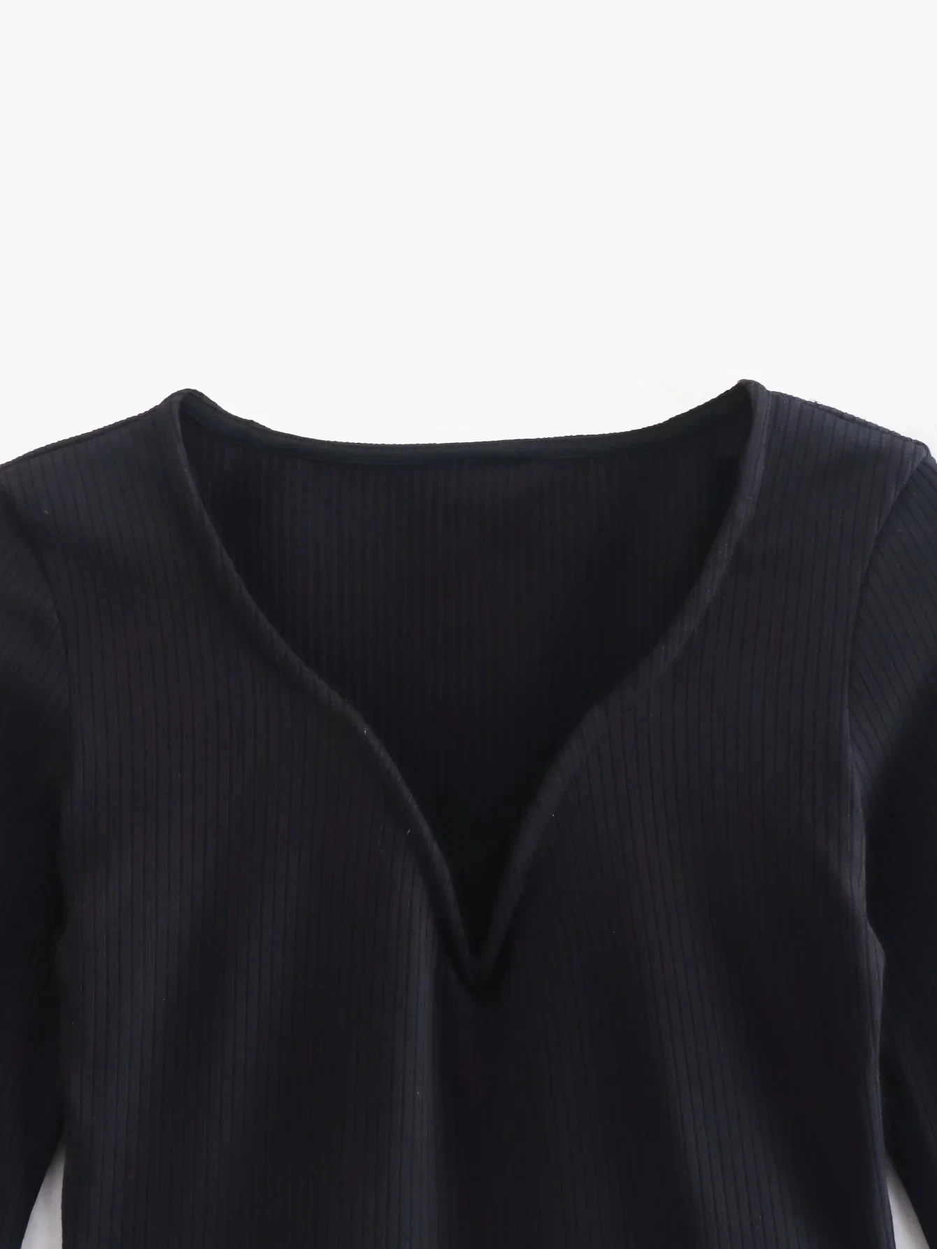 Maxdutti England High Stree Ins Blogger Fashion Sexy V-neck Rib Elastic Long Sleeve Cotton Tshirts Women Tops Bodysuits
