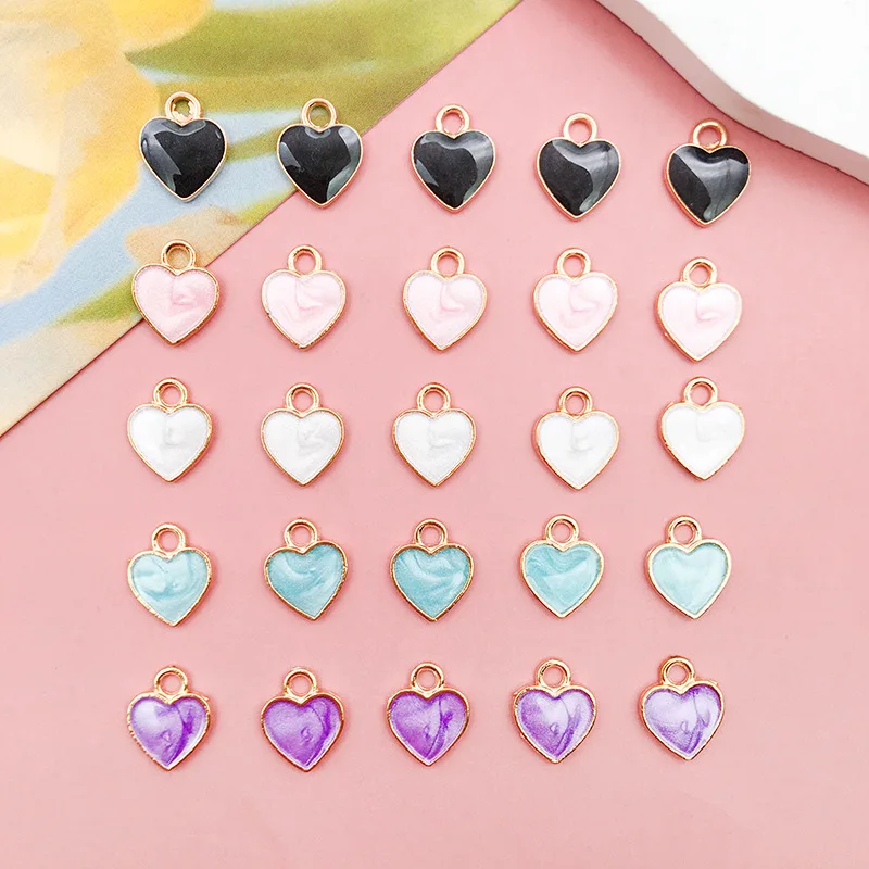 25pcs 9x12mm Peach Heart Charm Love Heart Shape Pendants for Jewelry Making Bracelet Diy Earrings Supplies Hand Made Accessories