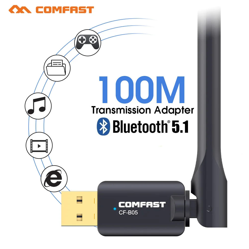 Comfast 100M USB Bluetooth 5 1 адаптер ключа для ПК динамик беспроводная мышь музыкальный