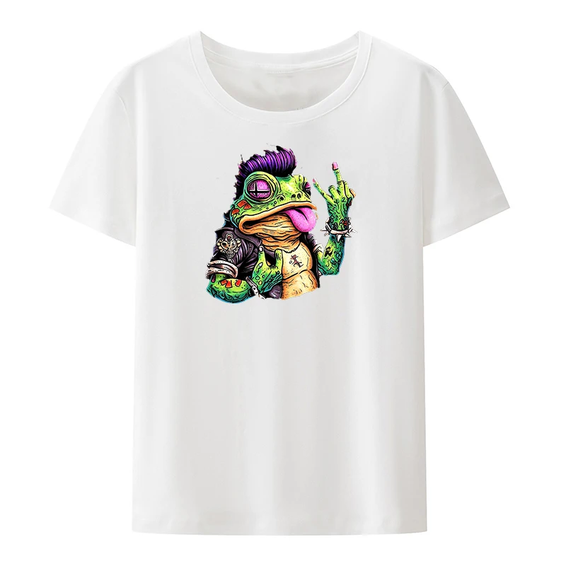 

Rock Frog Cotton T-shirts Vintage Anime T-shirt Student Character Loose Female Clothing Goth Same Style Letters Crop Top Y2k Xxx
