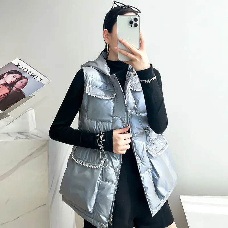 

Women Vest 2022 Autumn And Winter Mid-Length Hooded Coat Fashion Small Fragrance Jacket Student Clothing