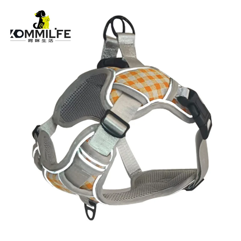 

Plaid Oxford Cloth Reflective Dog Harness Vest Explosion-proof Dog Harness No Pull Breathable Pet Harness For Medium Large Dogs