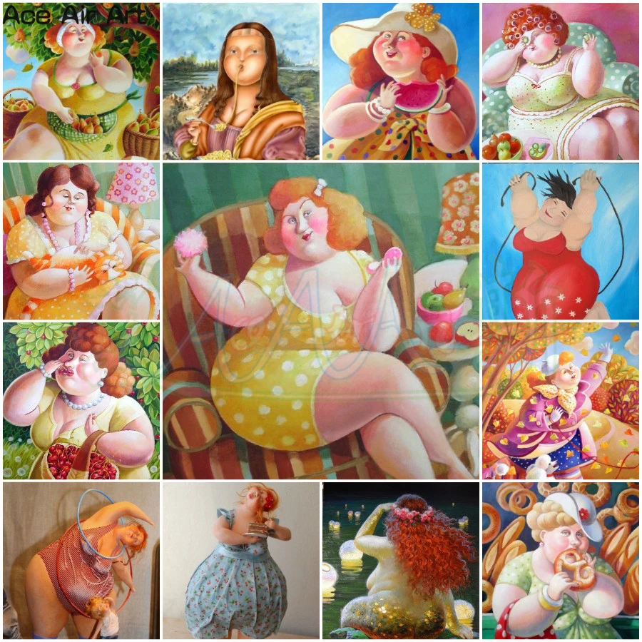 

Diamond Painting Chubby Girl DIY 5D Full Square/Round Drill Cross Stitch Mosaic For Home Decoration Art Kit