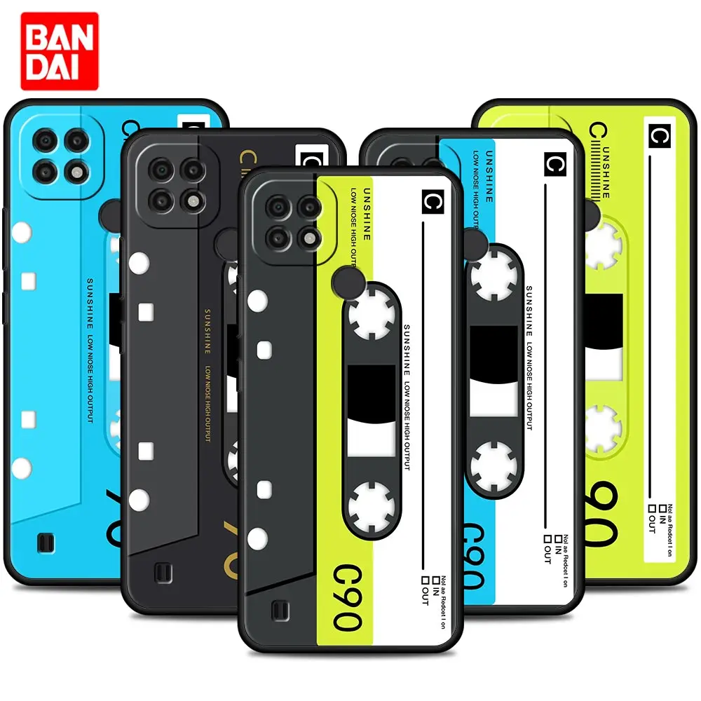 

Cassette Tape Case for Realme 8i 8 Pro C21Y C25 C11 C20 7 7i 9i XT GT GT2 C15 C3 C21 2020 Cell Protection Full Silicone Black
