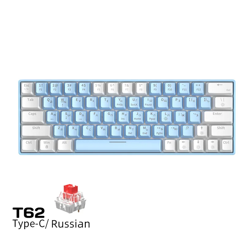 Механическая клавиатура с русской раскладкой T62 проводное соединение