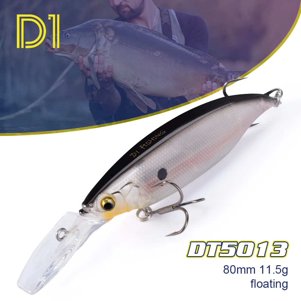D1 Wobblers For Pike Lure Long Lip 80mm 11.5g Floating Rolling Minnow Fishing Tackle Artificial Hard Bait For Bass Perch