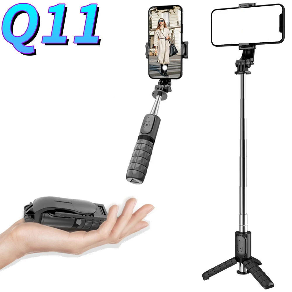 

Q11 Foldable Phone Selfie Stick Wireless Bluetooth-compatible Mini Tripod With Fill Light Remote Control For IOS Android Monopod