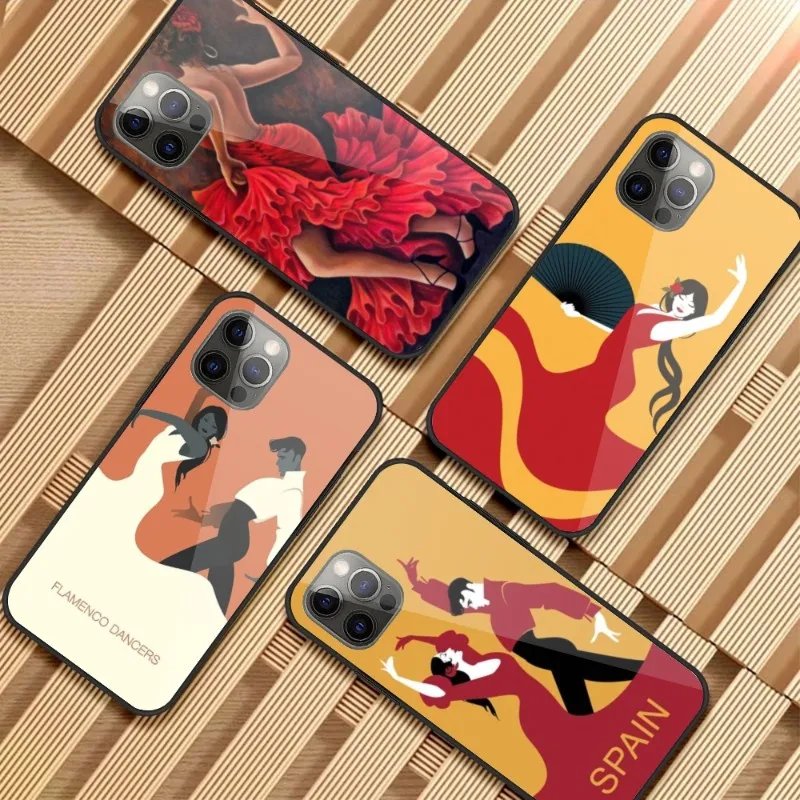 

Чехол для телефона с изображением танцорки фламенко в Испании для iPhone 14 13 12 11 XS X 8 7 6 Plus Mini Pro Max SE 2022, стеклянный чехол для телефона