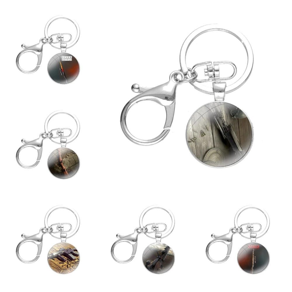 Брелок ручной работы, стеклянный кабошон, брелок для ключей, подвеска, брелки, модный мультяшный дизайн, креативный 98k pubg