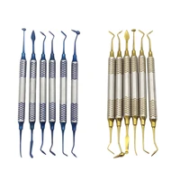 6pcs dental composite resin filling spatula titanium plated head resin filler set thick handle restoration set dental instrument