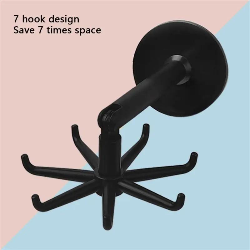 

360 Degrees Rotated 7-claw Hook Self Adhesive Paste On Wall Door Desk Hang Handbag Clothes Ties Home Hole-free Hanging Rack