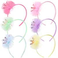 1 pc princess mesh crown bow knot hairbands sequins headband child hair accessories korean handmade hair hoops wholesale