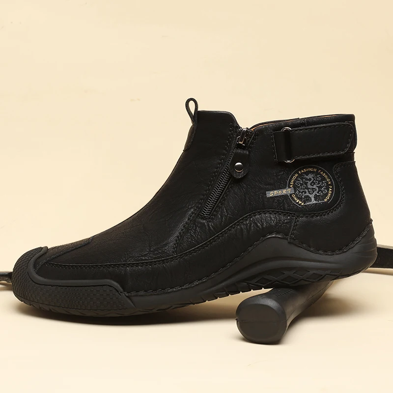 Мужские Ботильоны ручной работы повседневные кроссовки обувь на молнии большие