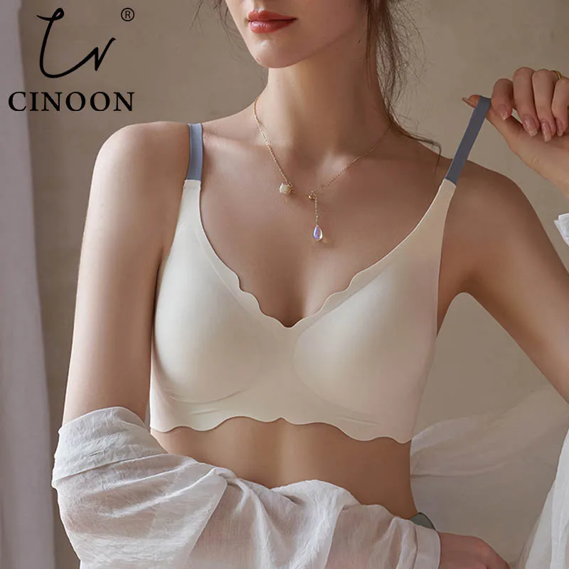 

CINOON Seamless Bras for Woman Push Up Underwear Sleep Removable Padded Bralette No Trace Brassiere Wireless Comfort Intimate