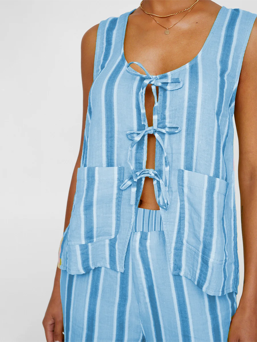 Женский Повседневный комплект из 2 предметов топ без рукавов с U-образным вырезом