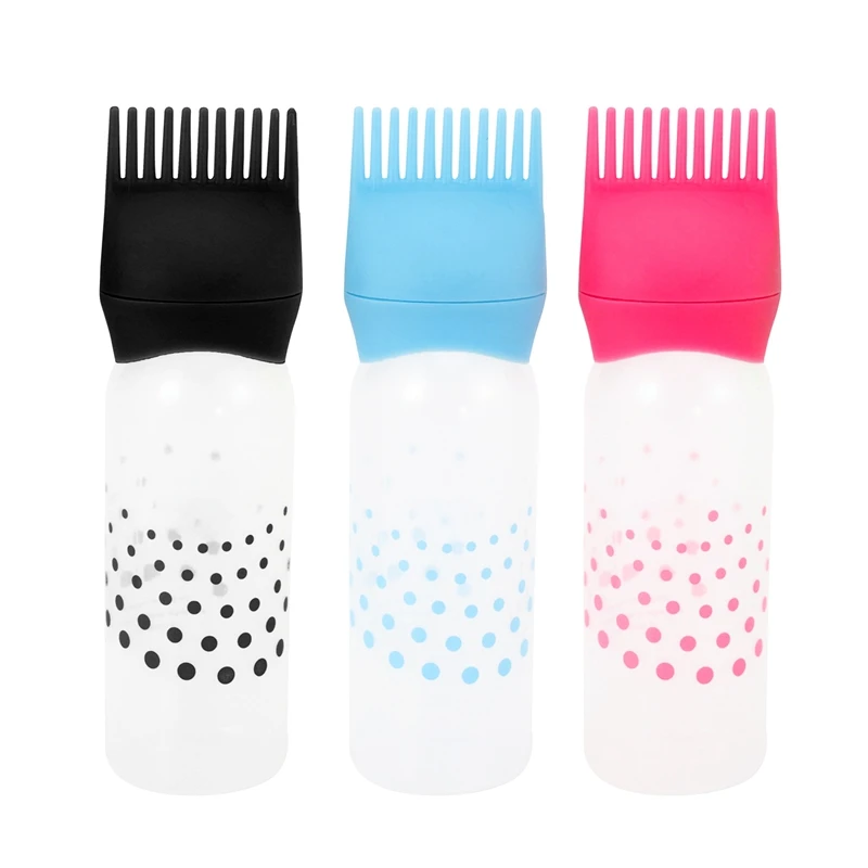 

3 Pcs Hot Hair Color Applicator Bottles,Root Comb Applicator Bottle, Hair Dye Bottle Applicator Brush Dispensing Salon Hair Colo