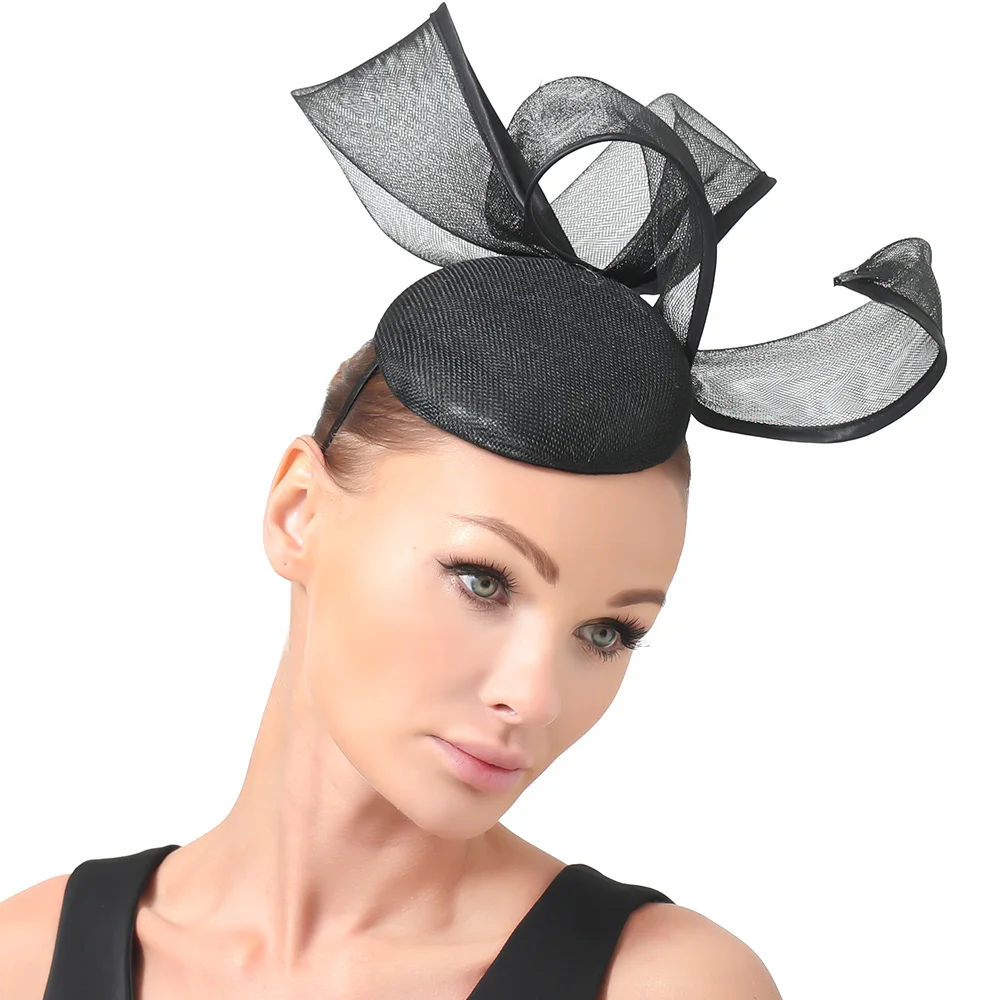 Элегантные женские имитационные Sinamay очаровательные ярко-розовые шапки