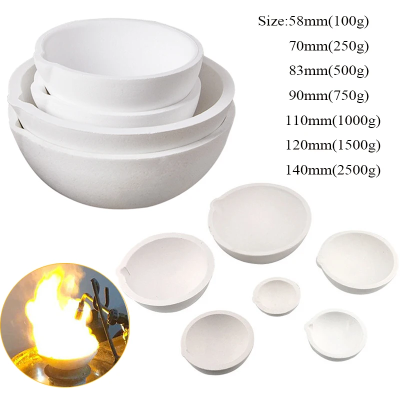 

Platinum Grams Gold Bowl Jewelry Casting Melting Crucible Quartz Equipment Refine Silver 100g-5000g For Jewelry Container