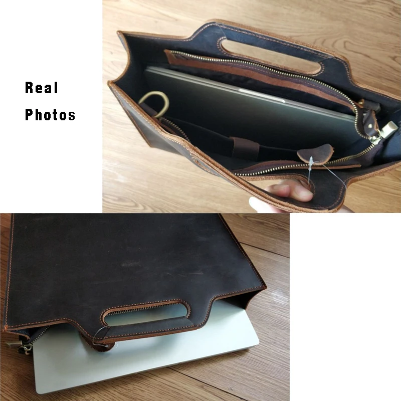 New Genuine Leather Men's Handbags  Retro Crazy Horse Leather Men Tote Bag Shoulder Messenger Business Men Briefcase Laptop Bags