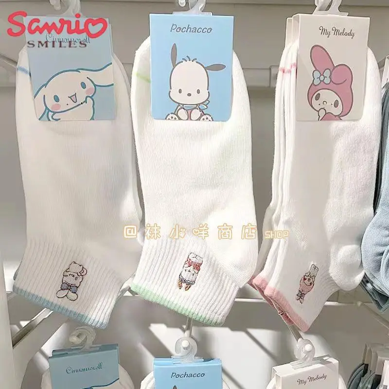 

Короткие носки в стиле аниме Sanrio Y2K Cinnamoroll понравико, кавайные мягкие дышащие Мультяшные носки для всех сезонов, милый подарок для девочки