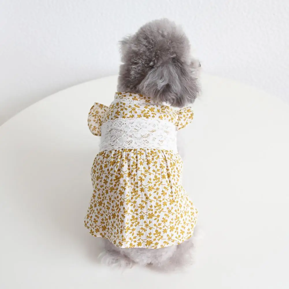 

Non-sticky Hair Cute Lace Dog Teddy Dress Cotton Dog Clothing Retro for Spring