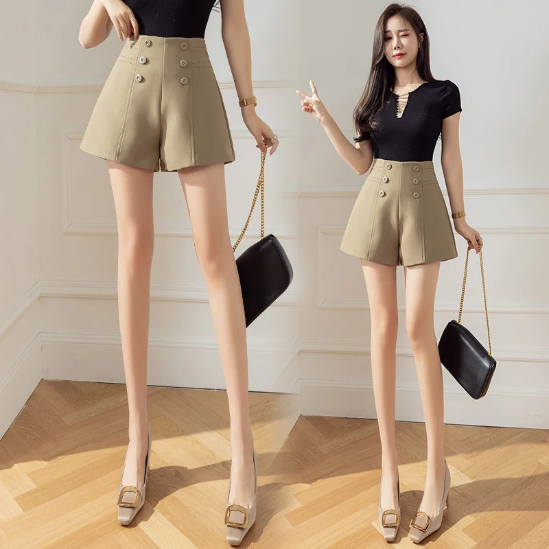 Casual Womens Shorts Summer New High Waisted Shorts Loose Suit Shorts for Women 2023 Fashion Womens Clothing Button Black Shorts