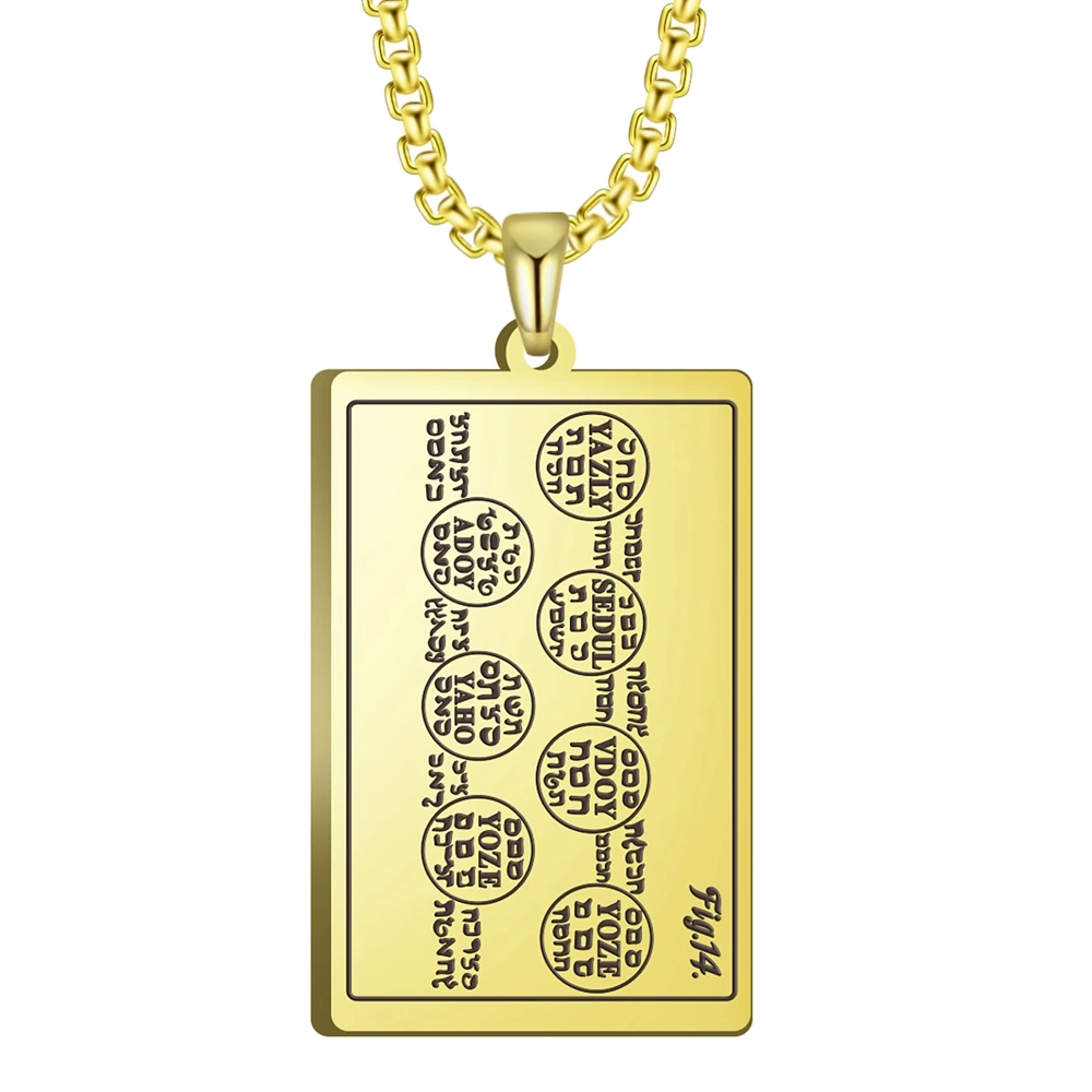 

2 Colors 24x40mm The Sixth And Seventh Books Of Moses Figure 4 The Seal Pendant Necklace With 60cm Box Chain