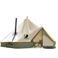 4 season waterproof cotton canvas large family camp beige color bell tent hunting wall tent with roof stove jack hole