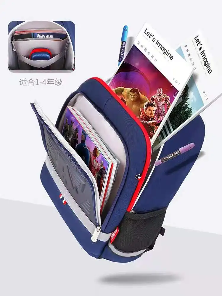 2022 Disney New School Bag For Boys Primary Student Shoulder Orthopedic Backpack Grade 1-3 Spider Iron Man Captain Mochilars