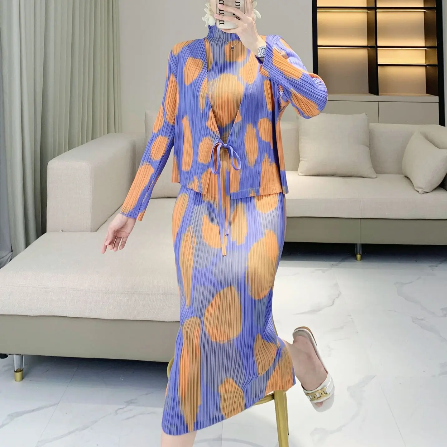 Плиссированная юбка комплект 2024 высококачественное женское летнее новое платье