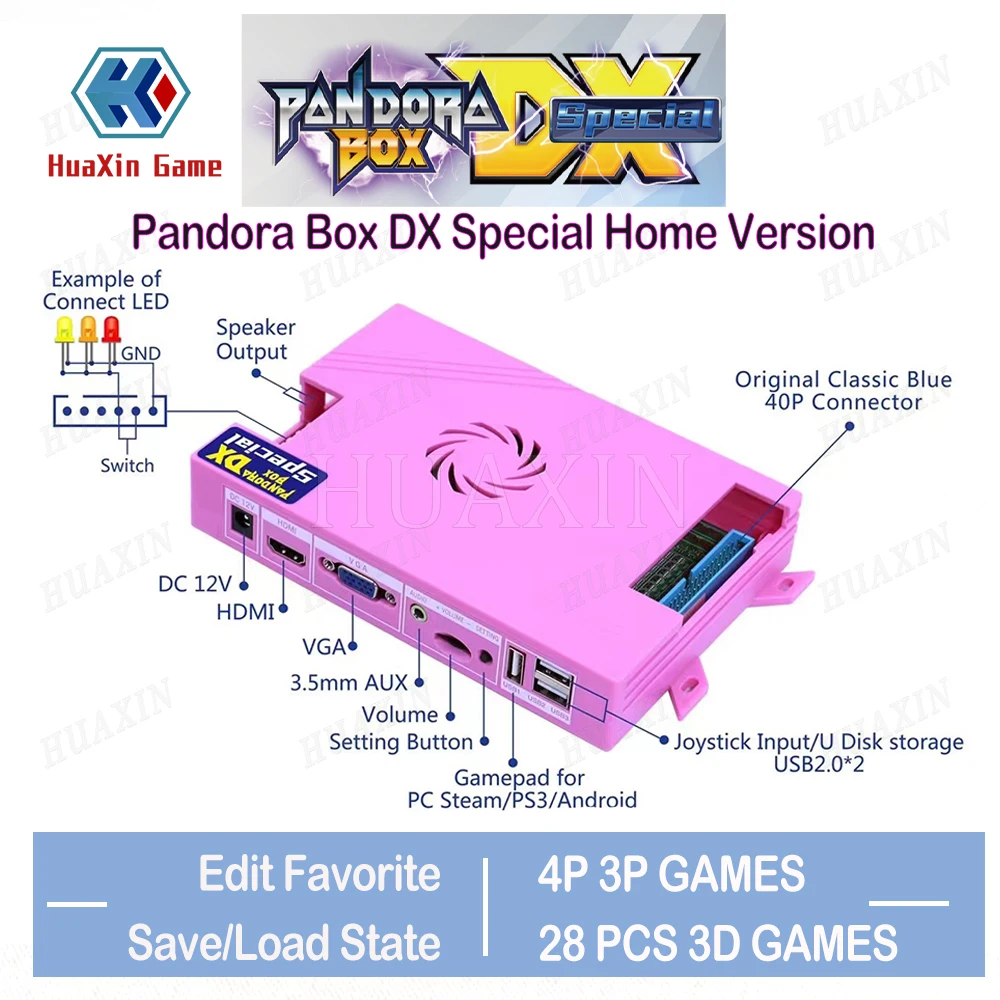 Pandora Box-DX Special Family Version 5000 en 1, plateau de jeu d'arcade vga cga HD crt peut ajouter FBA MAcloser PS1 SDavid SNES David MD 3d tekken