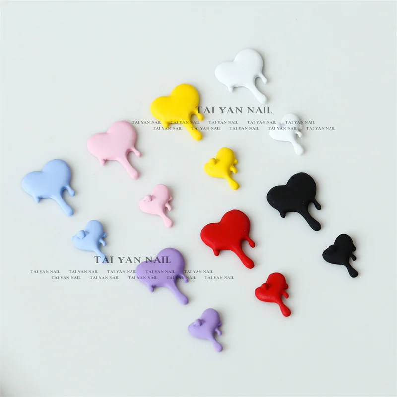 

20pcs Retro Alloy Love Nail Charms Spray Paint Matte Heart Nail Decoratio Metal Rhinestone Japanese Nail Art 3D Trinket Manicure