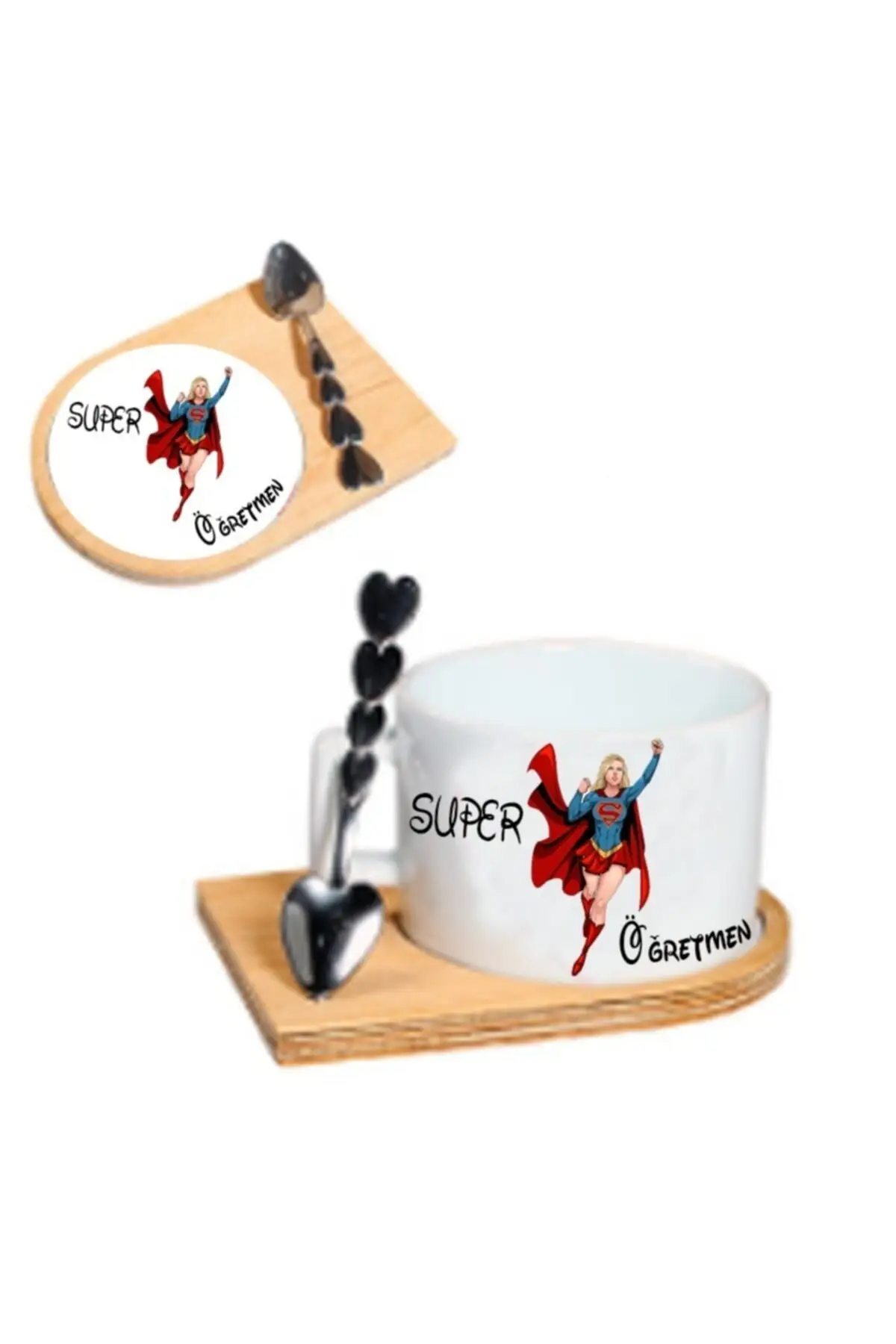 

Amazing Turkish Greek Arabic Coffee & Espresso Cup Set Super Teacher Wooden Ground Ceramic Cup Set