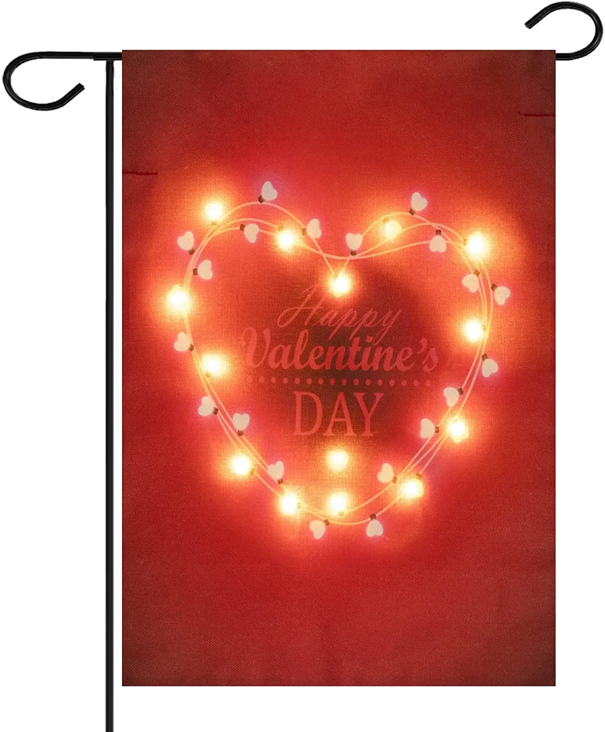 

Lighted Valentine's Day Garden Flag- Double Sided Vertical LED Happy Valentine's Day Garden Flag With Heart-shaped Lights String