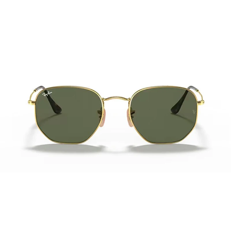 Фото Оригинальные солнцезащитные очки Rayban Hexagonal 3548, классические круглые солнцезащитные очки с золотой отделкой в ​​коробке №2