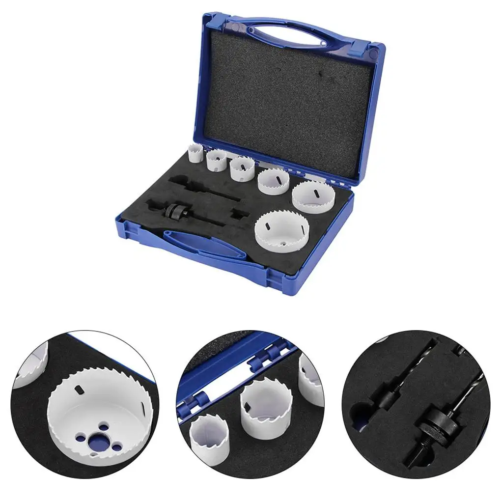 

Биметаллическая кольцевая пила M42, металлическая кольцевая пила, трехходовой трубчатый кольцевой нож, набор отверстий 9 шт.