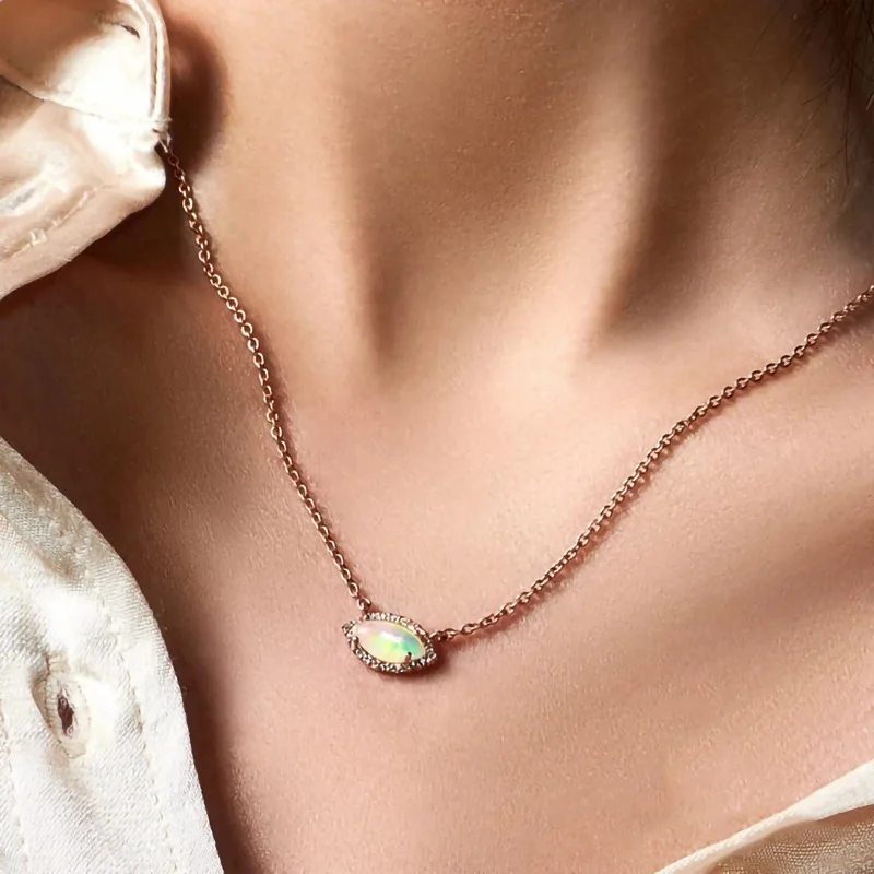 

Boutique jewelry 925 sterling silver necklace for women evil eye natural moonstone pendant rose gold choker fashion accessories