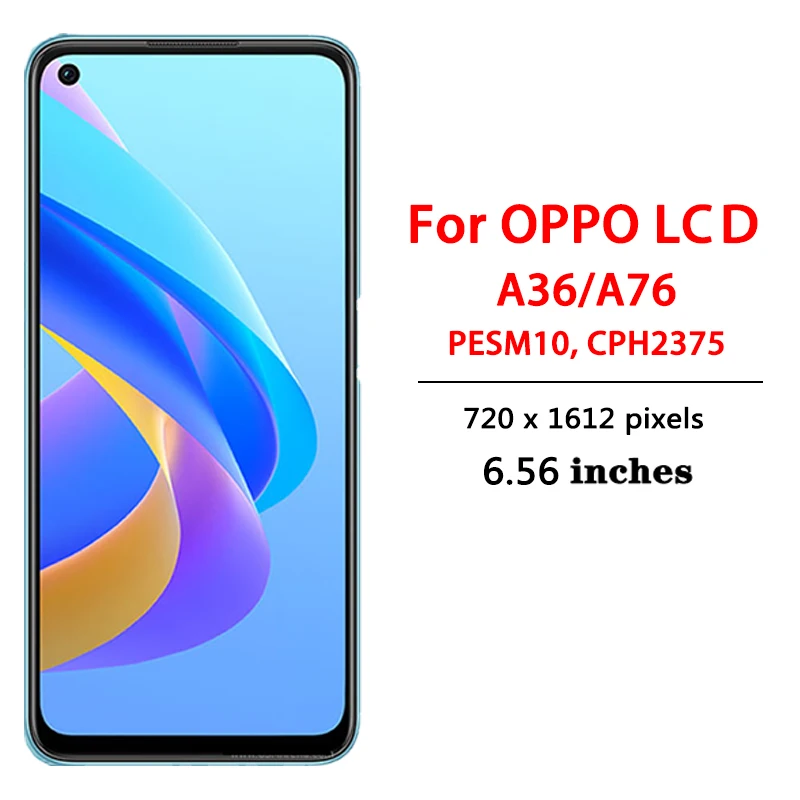 6 56 &quotдюймовый ЖК-экран для Oppo A76 CPH2375 дигитайзер в сборе замена A36 PESM10