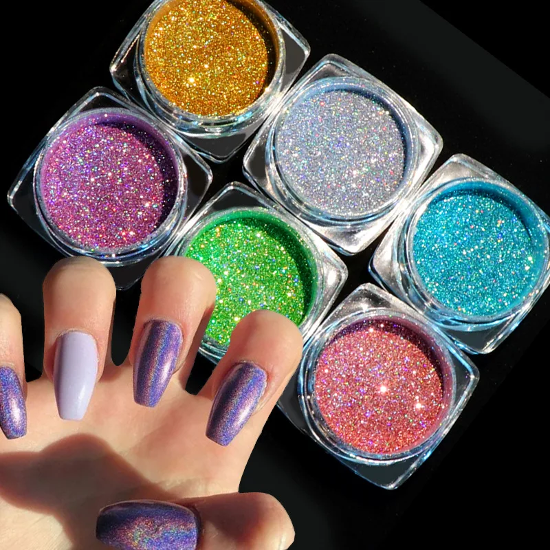 

One Box Nails Hologram Powder Sparkly Pigment Glitter For Nails Art Decorations Super Thin Nails Glitter Powder Sequins For Tips