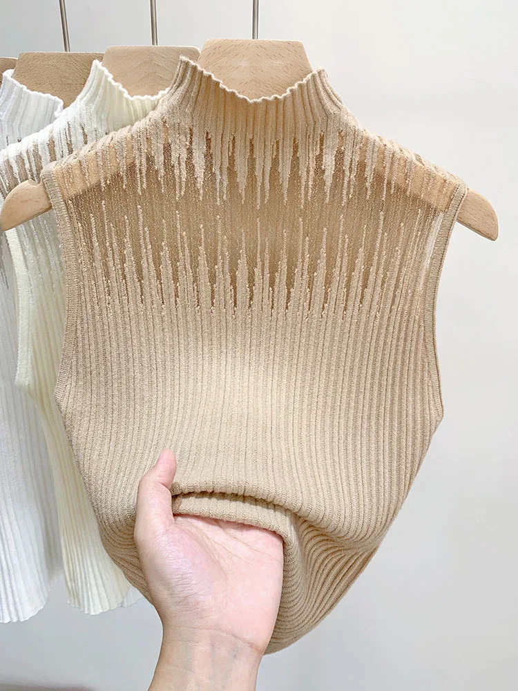 Женский трикотажный свитер без рукавов облегающий пуловер для лета 2024 sg408