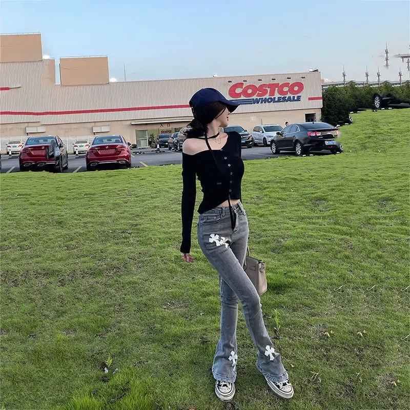 Женские узкие джинсы с завышенной талией модные облегающие брюки новые женские