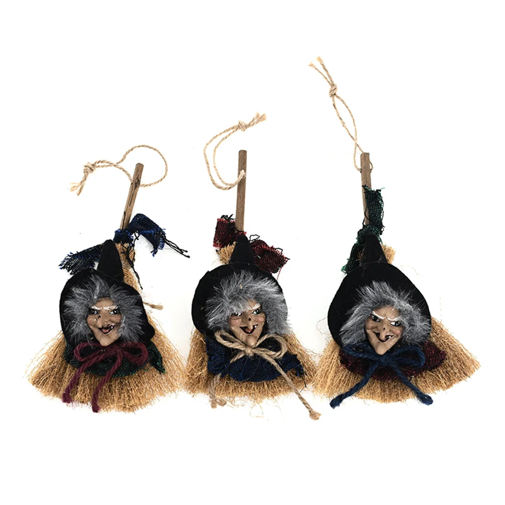 

Broom Witch Pendant Hanging House Miniprops Haunted Ornament Decoration Party Scary Witches Natural Costume Terrorist