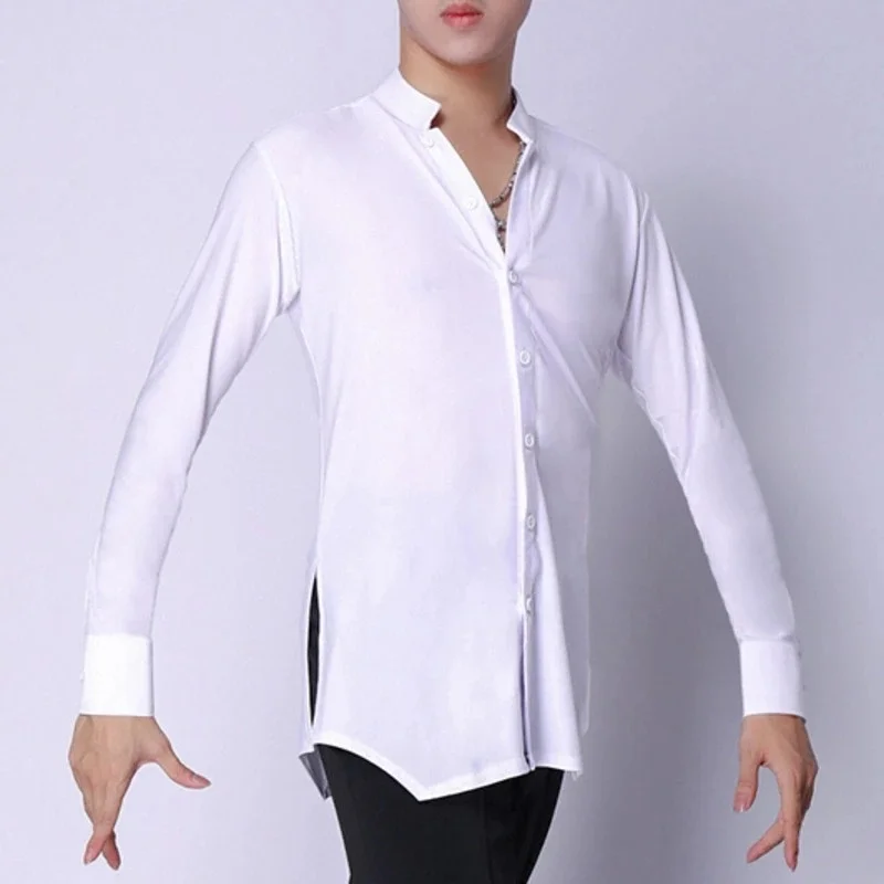 

Adult Man Latin Dance Shirt Tops Boy Standard Ballroom Dancing Practice Clothes Salsa Waltz Tango Samba Dance Shirt Costumes