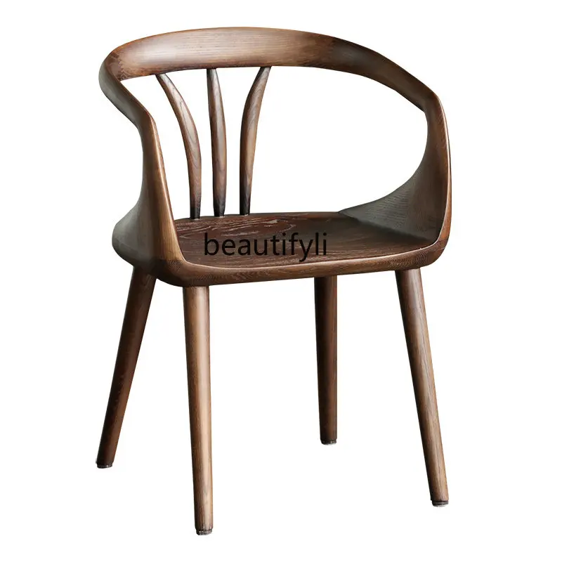 

yj Solid Wood Chair Designer Nordic Dining Chair Modern Simple Home Backrest Chair