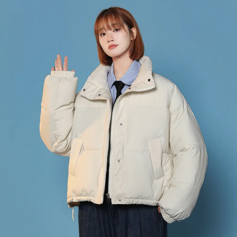 2022 Winter New Down Padded Jacket Women Loose BF Style Stand Collar Warm Coat Padded Outwear