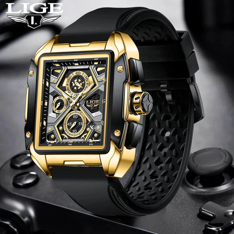 Часы наручные LIGE Мужские кварцевые спортивные роскошные деловые модные