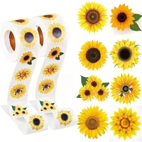 500 sheetspack 38mm sunflower sticker milk tea glass bottle prize decoration sticker label stationery stickers